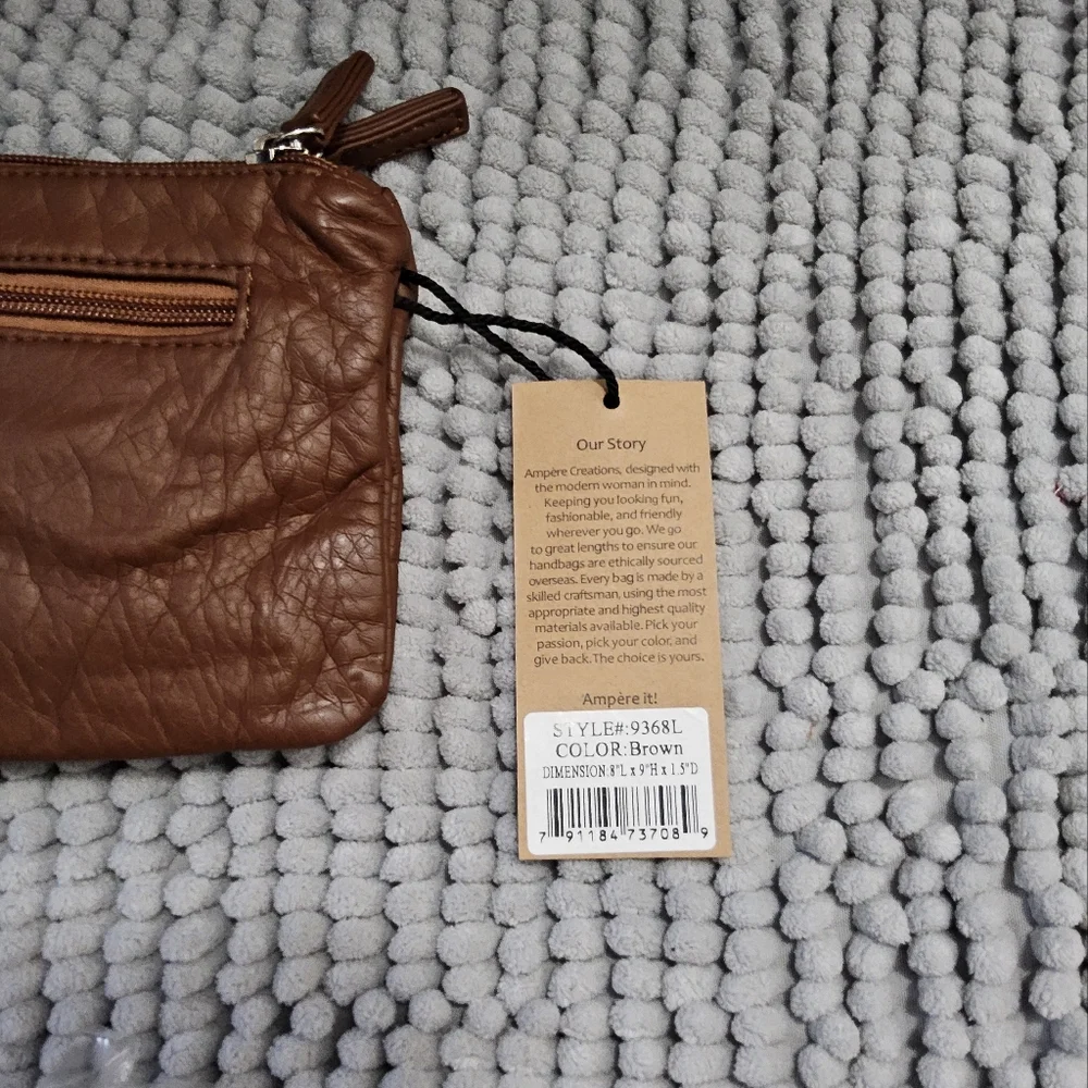 New Ampere Creations Vegan Leather Wristlet with dust bag in brown